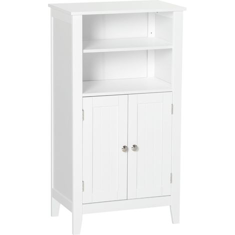 Mobiletto da Bagno 1 Mensola 2 Ante 50x30x93 cm in Legno Bianco (1/5)
