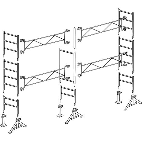 Altrad – Échafaudage galvanisé 7 m – Hauteur de travail 5 m – Charge maximale 300 kg/m² – Diamètre montants 48,3 mm – Échelle incluse