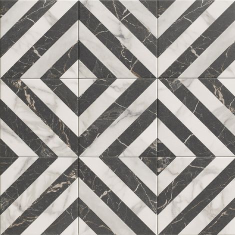 Carrelage sol effet carreaux de ciment Haussman décor dark 20x20 cm - Reflex Boutique (1/5)
