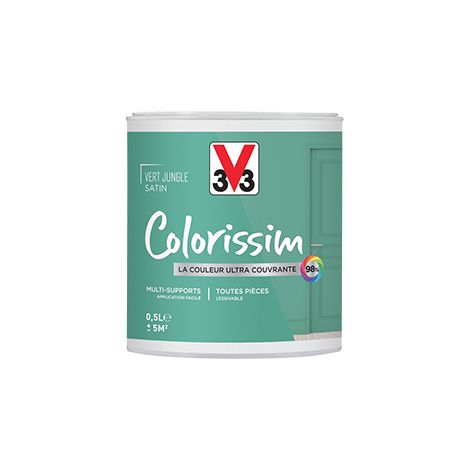 Peinture Multi-supports V33 Colorissim Satin Vert jungle 0,5 L (1/4)