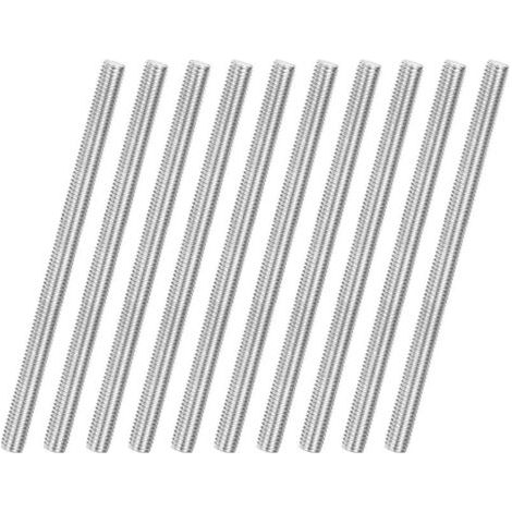 Lot de 10 tiges filetées M6 x 100 mm en acier inoxydable 304, filetage à droite, pour boulons d'ancrage/pinces/étriers de fixation de meubles, vis à filetage métrique (1/5)