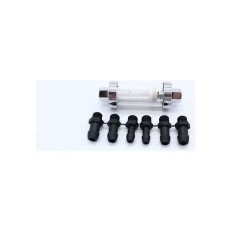 pair Raccords universels 3/8 \"1/4\" 5/16 \", filtres à carburant en ligne réutilisables en verre à gaz chromé (1/5)