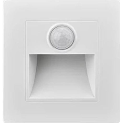 Veilleuse infrarouge à détecteur de mouvement, applique murale encastrée 3W pour escalier ou chambre, idéale pour l'intérieur et l'extérieur (blanc, jaune chaud). (1/5)