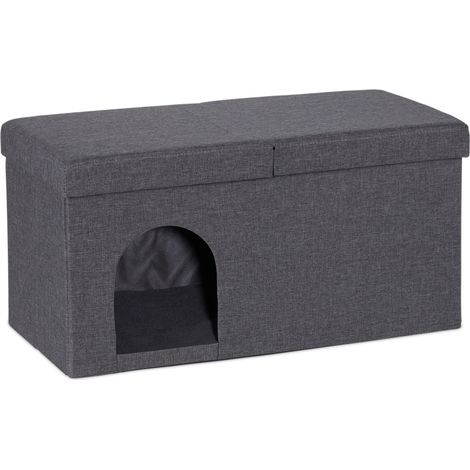 Banco plegable moderno para mascotas con cueva integrada 95 x 45 x 40 cm de madera gris 130010880 (1/5)