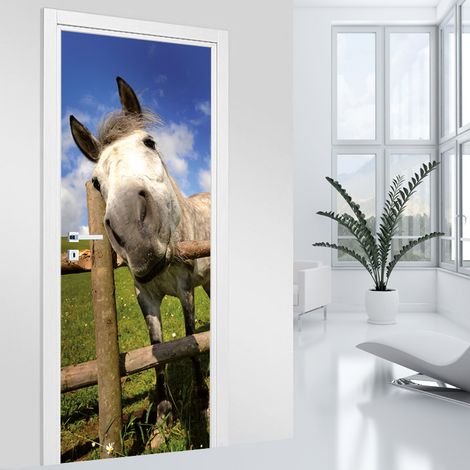 Stickers pour porte - Cheval - 73 x 205 cm - Adhésif MAT (1/2)