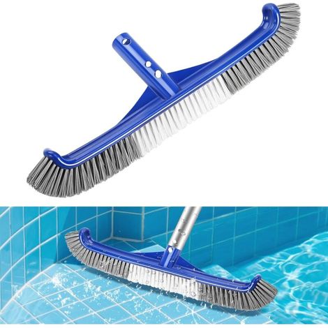 Pool Brush, 44cm Pool Brush Head, Pool Cleaning Brush, with Curved End and Nylon Bristles, for Tiled Pools (1/5)
