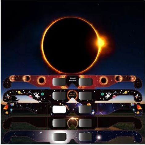 Flammkraft – Occhiali di protezione per le eclissi di sole – Standard ISO 12312-2 – Filtro UV al 100% – confezione da 5 – Progettato per l'osservazione sicura (1/5)