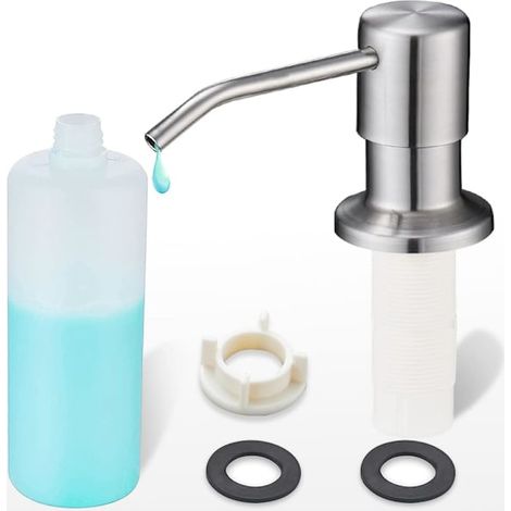 Seifenspender aus gebürstetem Nickel mit Top-Fill-Funktion für Waschbecken, integrierter Edelstahl-Seifenspender mit großer 400-ml-Flasche – AquaForge (1/5)