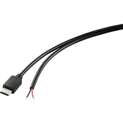 TRU COMPONENTS  Strom-Kabel Raspberry Pi® [1x USB-C® Stecker - 1x offene Kabelenden] 1.00 m Schwarz (1/3)