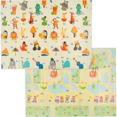 Relaxdays Foldable Playmat, Animals ABC, Non-Toxic, 200 x 150 cm, XPE foam, Baby & Child Crawling Mat, Multicoloured (1/5)