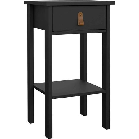 Dmora - Comodino Inday, Comò basso, Tavolino da notte, Mensola da letto, 40x34 h70 cm, Nero