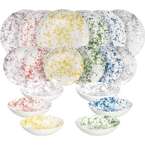 service de vaisselle 18 pièces pour 6 personnes, porcelaine, multicolore (1/5)