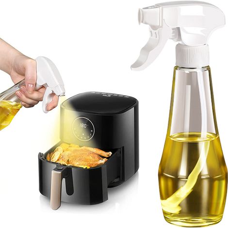 Nouveau vaporisateur d'huile pour la cuisine, flacon pulvérisateur d'huile d'olive de 200 ml avec buse rotative (1/5)