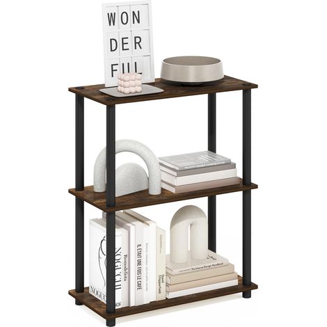 Turn-N-Tube étagères de Rangement, bibliothèque à 3 Niveaux, étagère d’Angle, étagères Ouvertes sans Outils, pour Organisation et Rangement, Salon, Garage, Bureau à Domicile, pin ambré (1/5)