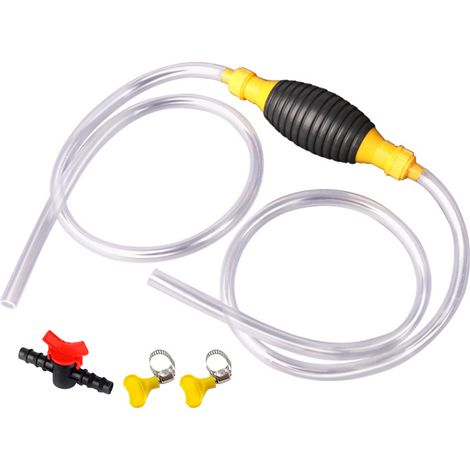 Pompe à main à siphon, pompe de transfert de carburant de voiture manuelle à haut débit portable avec vanne de commutation de tuyau de siphon de 9,8 pieds pour essence, diesel, huile, eau liquide (1/5)