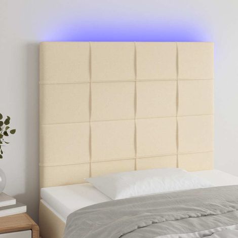 vidaXL Cabecero con luces LED tela crema 80x5x118/128 cm (1/5)