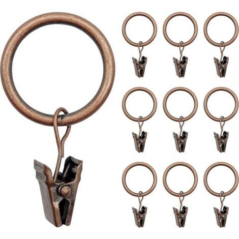 40 pcs Anneaux Rideaux, , Bronze Métal Rideau Crochets avec Pince Style Rétro, Robuste Accroche Rideau Anneaux à Pince pour Rideaux de Fenêtre et de Douche, Diamètre Intérieur de 25 mm, Antirouille
