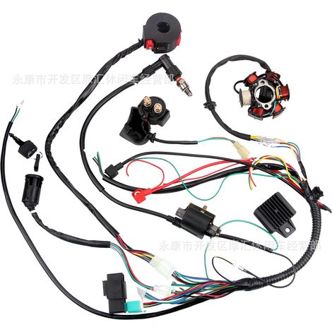 Off-road motorcycle/ATV/beach motorcycle accessories 70/90/110cc full vehicle wiring harness 6-pole coil ignition CDI (1/4)