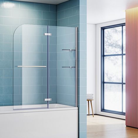 SONNI 120cm Badewannenaufsatz Faltwand 2-teilig Duschwand ESG Glas Duschabtrennung (1/5)