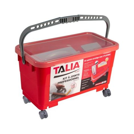 Taliaplast – Kit joints professionnel 23 litres – Seau avec 4 roues – Set de 3 rouleaux pour essorer – Tamis de pression et platoir inclus