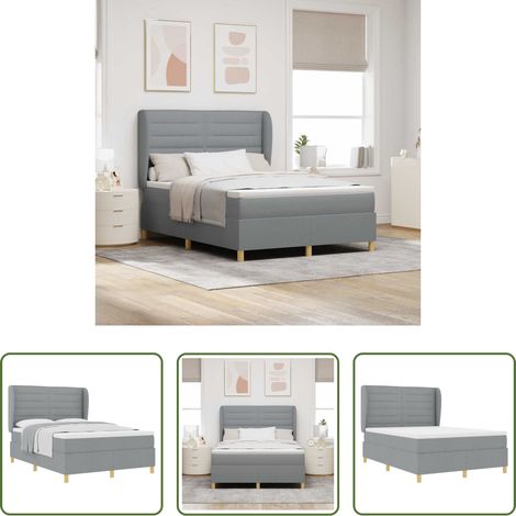 vidaXL Holzrahmen -  Boxspringbett mit Matratze Hellgrau 190 x 140 cm Stoff (1/5)