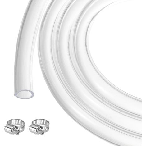 Tuyau PVC Transparent 7.9mm x 11.1mm 50ft Tube Plastique PVC Flexible Pour Tuyauterie Industrielle, Aquariums, Pompe, 5/16" ID, Avec 2pcs Colliers (1/5)