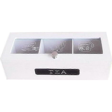 Boîte de rangement pour sachets de thé en bambou à 3 compartiments, organisateur de bijoux, boîte à thé, boîte à sucre en bois (1/5)
