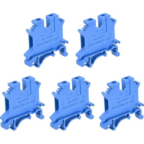 sourcing map DIN Rail Montage Borniers Vis Type Pince Bleu UK2.5B Paquet de 20 (1/5)