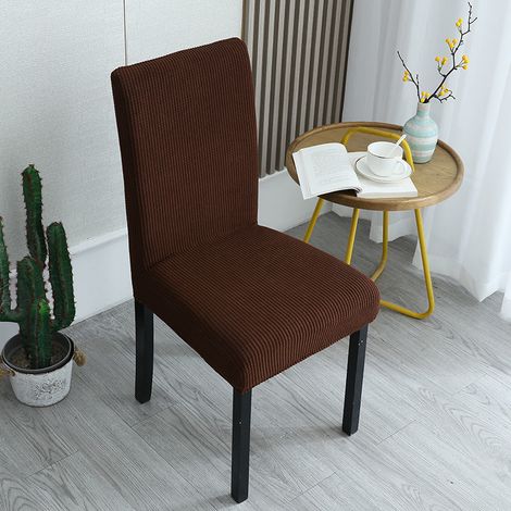 Housse de Chaise de Salle à Manger Extensible, Housse de Chaise de Salle à Manger Lavable Universel, Housses De Chaise avec Dossier, Revêtement de Chaise Moderne(Marron foncé,Lot de 4) (1/4)