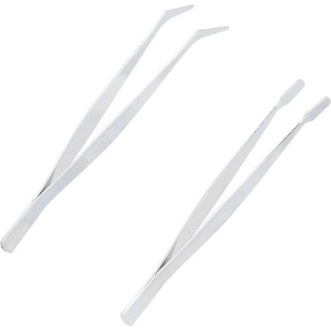 Pincettes - Acier Inoxydable - Droites Et Coudées - Pour Électronique Laboratoire Bijouterie - Lot De 4 (1/5)