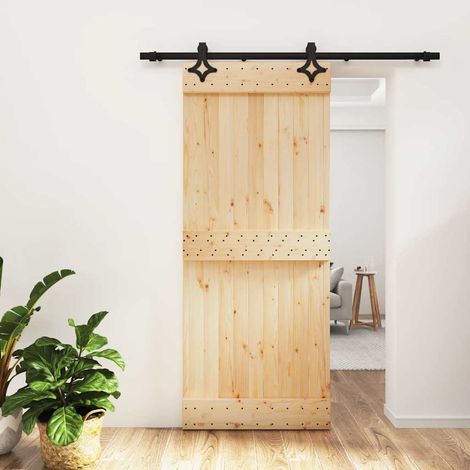 Puerta corredera con herrajes madera maciza de pino 85x210 cm vidaXL (1/5)