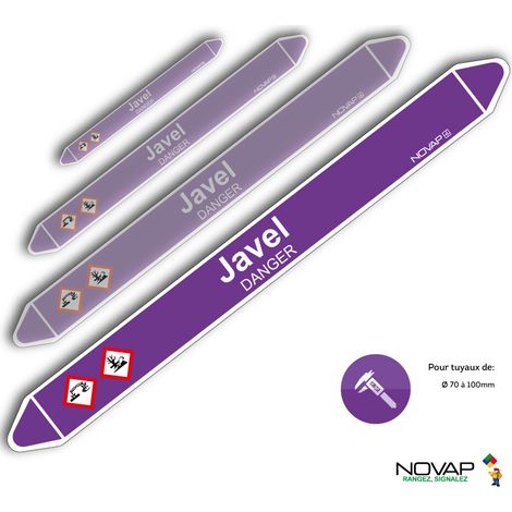 Planche de 2 marqueurs de tuyauterie 450 x 52 mm pour Ø 70 à 100 mm - Javel - 4709079