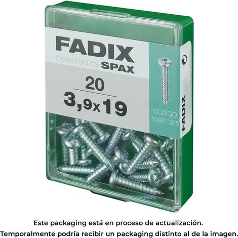 Caja de 20 unidades de tornillo de rosca chapa con cabeza redonda en cinc 3,9x19mm Fadix (1/3)