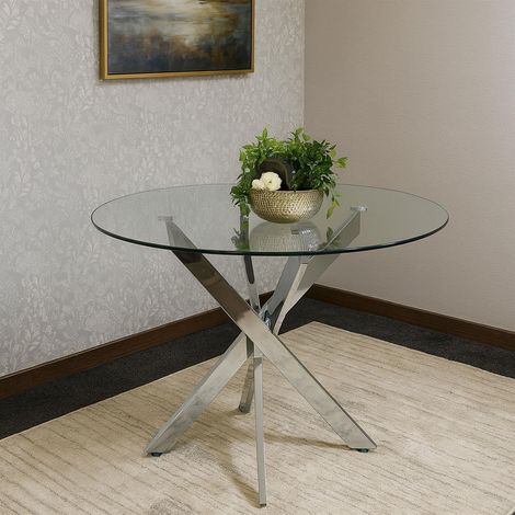 Round Glass Dining Table with Chrome legs, Living / Dining Room, Kitchen, Furniture (1/5)