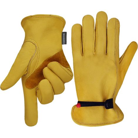 Gants de jardinage en cuir, gants de jardinage résistants aux perforations pour hommes et femmes (M) (1/5)