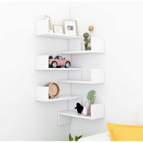 vidaXL Estantes de esquina pared 2 uds madera contrachapada 40x40x50cm (1/5)