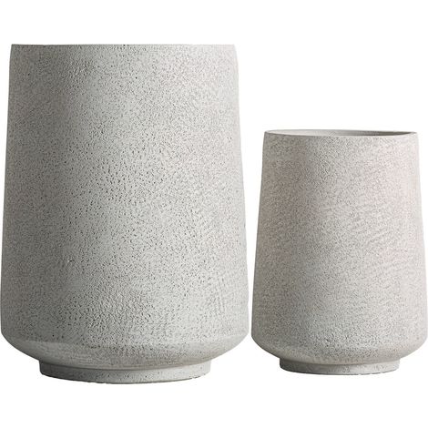 Cache-pot design en céramique gris empilable style contemporain - Gris céramique contemporain (1/2)