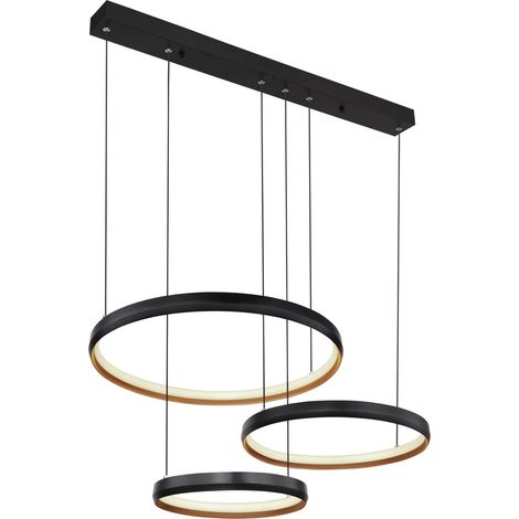 Plafonnier suspendu noir mat 3 LED à intensité variable 2700-6000 K avec télécommande (1/5)