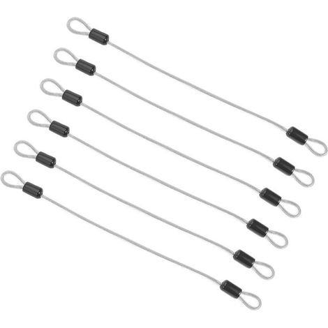 6x Sicherheitskabel mit Doppelschlaufe, 30cm Edelstahl, 4mm Drahtseil