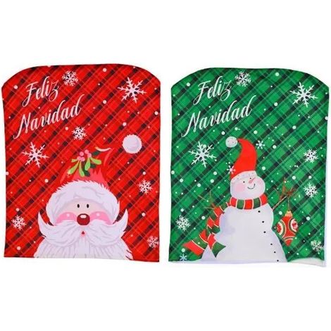 Housse de chaise - Noël - Rouge et Vert - Tissu - 55x45 CM - 2 pièces (1/4)