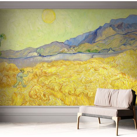 Papier peint adhésif autocollant pour salon chambre à coucher tendance et originale Champ de blé 312x219 cm (1/5)