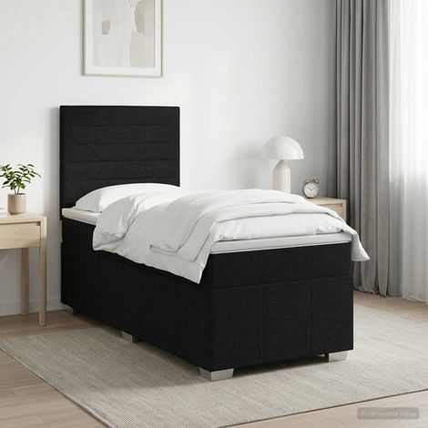 vidaXL Cama box spring con colchón Negro 100 x 200 cm Tela (1/5)