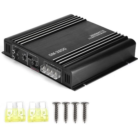Jeffergarden Amplificateur de puissance Audio 3800W 2 canaux 12V en alliage d'aluminium noir Auto voiture Hifi ampli stéréo (1/5)