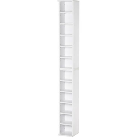 Lot de 2 Étagères Colonnes CD-DVD 6 + 6 Compartiments Blanc
Armoire de Rangement, Capacité Max.204 CD, 21L x 22,5l x 88,5H cm (1/5)