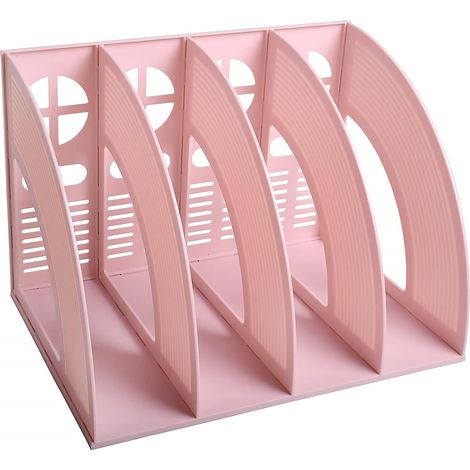 Pinkfarbener A4-Dokumentenhalter, Organizer mit Fächern für Zeitschriften, Akten, Ordner oder Regale
