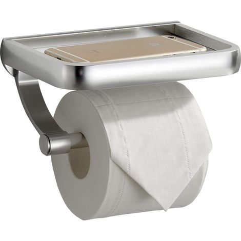 Soporte Para Papel Higiénico Con Estante - Aluminio Anticorrosión - Montaje En Pared - Para Teléfono Móvil Y Toallitas - 1 Unidad (1/5)