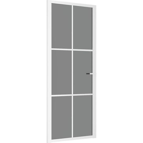 vidaXL Puerta interior vidrio EGS y aluminio blanco 83x201,5 cm (1/2)