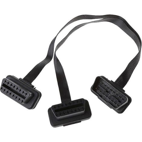 16-poliger OBD2-Stecker auf zwei Buchsen, flacher, dünner Y-Stecker, Verlängerungskabel
