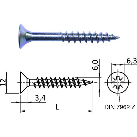 500 Stück JD Spanplattenschrauben Kreuzschlitz Ø 6,0 mm L: 30 mm