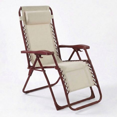 CASABEL chaise pliante Zéro Gravité Terracotta, fauteuil jardin
